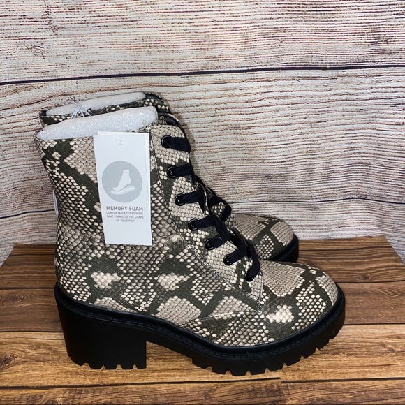 Animal Print Combat Boots - Picture 2 of 8